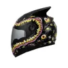 Casques de moto Casque intégral Cornes d'animaux pour femmes Haute qualité Vintage Grands yeux Noir Hommes