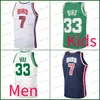 Nation Team Dream Larry Bird # 7 Mens Vintage Indiana State Sycamores College # 33 Maglie da basket Baby Blue Navy Black Valley High School Stitched Jersey Uomo Bambini