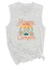 Débardeurs pour femme Happy Camper T-shirts graphiques sans manches Coupe ample Gilet T-shirts