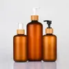 Storage Bottles & Jars Empty 120ml 250ml 500ml Lotion Pump Bottle PET Frosted Bright Amber Cosmetic Refillable Shampoo Shower Gel 264f