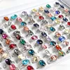 Solitaire Ring grossist 50st/Lot Fashion Colorf Glass Imitation Gemstone Rings for Women Mix Color Party Gifts smycken Drop Deliver Dh2bi