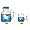 Water Bottles 1800ml Glass Cold bottle With Handle Fruit Tea Cup Kettle Mountain Design High temperature heatable Jug Gradient Color 230727