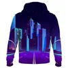 Mens Hoodies Moletons Homens Camisola Primavera e Outono Cidade Noite Cena 3D Impressão Com Capuz Cool Hoodie Moletom Moda Moda Allmatch 230727