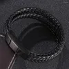 Charm Bracelets Hand-woven Multi-layer Men's Leather Bracelet Steel inoxidável Creative Style National Simple Delicate Accessories Top Grade