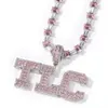 Hanger Kettingen Custom Stiksel Letter Naam Hanger Ketting voor Heren Hip Hop 3APink CZ Steen Sparkling Ice Out Rap Zanger Sieraden 230727