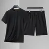 Survêtements pour hommes Summer Ice Soie Mens Shorts Ensembles Mode Survêtement T-shirt et deux pièces Ensemble Hommes Patchwork Streetwear Outfit M-4XL