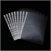 Filing Supplies 100Pcs Plastic Punched File Folders For A4 Documents Sleeves Untral Thin Leaf Sheet Protectors 11 Holes Drop Delivery Otwsk