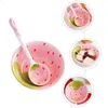 Dinnerware Sets Ceramic Soup Bowl Rice Ornament Container Dessert Bowls Fruit Salad Dishes Strawberry Spoon Poriddge Cartoon