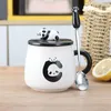 Mokken 3D Panda Keramische Kopjes Met Deksels Lepels Stro Creatieve Koreaanse Student Thuis Koffie Melk Waterfles Vakantie Geschenken Drinkware