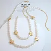 Necklace Earrings Set Trendy For Women Wedding Flower Irregular Freshwater Pearl Personality Stainless Steel Bracelet