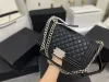 Fashion bags Le boy Diamond V-shaped striped quilted square Flap handbags Caviar leather sier-tone hardware chain shoulder Outdoor Sacoche Crossbody bag 25C