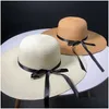 Stingy Brim Hats Fashion Womens Big Sun Hat Floppy Foldable Bowknot St Summer Beach 10Pcs/Lot Drop Delivery Accessories Scarves Glove Dh6H9