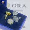 Joyería de plata de lujo Tornillo Volver 18k Chapado en oro 925 Plata de ley Vvs Moissanite Diamond Stud Pendientes
