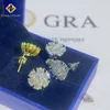 Joias de luxo em prata com rosca, banhado a ouro 18k, prata esterlina 925 Vvs Moissanite, brincos de diamante