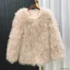 Pele feminina pele sintética inverno mulheres casacos de pele real pena de avestruz jaqueta de pele de peru midi mangas completas grosso quente pluffy casaco de pele feminino outerwear