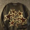 Män s tröjor American Retro High Street Star Sweater Men Women Winter Loose Korean Version of the Lazy Wind Sticked Jacket Pullover Tops 230728