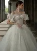 Longue dentelle Tulle robe de bal robes de mariée mode perlée Appliques tribunal train Vestidos De Noiva formelle mariée mariage grande taille robes de mariée avec satin grand arc