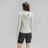 Lu feminino yoga capuz jaqueta roupa feminina capuz jacekts esportes modelando cintura risca de corrida esportiva desgaste desgaste desgaste do desgaste do desgaste