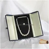 Jewelry Boxes Veet Large Necklace Gift Box Pearl Necklaces Rings Double Open Packaging Cases Organizer Drop Delivery Display Otw6X