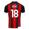 Yoga Outfit 21/22 Milan Ibrahimovic Home Soccer Jersey Maillot De Foot 2021 2022 Paqueta Rebic R.Leao Romagnol Football Shirts Drop Ot0W8