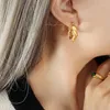 Boucles d'oreilles créoles coréenne Simple Texture torsadée pour les femmes tempérament de la mode Hong Kong Style bijoux en acier au titane de haute qualité