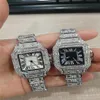 2022 Relógios masculinos femininos de alta qualidade cheios de diamantes com alça gelada Relógios de grife Relógios de quartzo Movimento Casal Amantes Relógio de pulso 210S