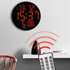 Relojes de pared Reloj Digital LED de 10 pulgadas de forma redonda electrónico silencioso temperatura humedad semana fecha pantalla con Control remoto