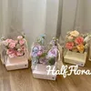 Elde taşınır gül çiçek kutusu PVC çiçek buket düzenleme kutusu kek ambalaj kutusu organizatör diy düğün hediye kutusu