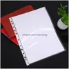 Filing Supplies 100Pcs Plastic Punched File Folders For A4 Documents Sleeves Untral Thin Leaf Sheet Protectors 11 Holes Drop Delivery Otwsk