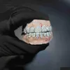 ネックレスペンダントネックレスカスタムメイドの歯科用グリルはスターリングシエリアルゴールドジュエリージグザグ設定vvsモイサナイトダイヤモンドの歯を設定します