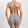 Ensembles actifs Zipper Fitness Gym Salopette Femmes Lycra Court Sportif Combinaison Femme 2023 Vêtements D'entraînement Pour Sport Ensemble Yoga Vêtements Marron