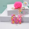 Chaveiros Rosa Bola De Pelúcia Flor Letra Pingente Chaveiro Feminino 26 Alfabeto Inglês Chaveiro Acessórios Para Mulheres Bolsa de Mão