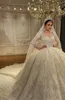 2023 Abiti da sposa di lusso arabo Dubai Ball Gown Perline Cristalli bling abito lucido Vestido de Noiva Soft Tulle designer quinceanera Abiti da sposa a maniche lunghe da sposa