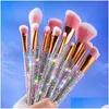 Outils De Bain Accessoires Bling 12 Pcs Strass Cheveux Diamant Paillettes Avec Poignée Brillante Pinceau De Maquillage Ensemble Pour Les Femmes Drop Delivery Guérir Dhjhp