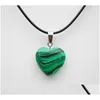 Arts And Crafts Natural Stone Heart Pendant Quartz Crystal Agates Turquoises Malachite For Jewelry Making Necklace Drop Delivery Home Dhtgl