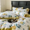 Ensembles de literie Svetanya Jaune Citron Fruit Frais Ensemble Satin Coton Égyptien Housse de Couette Reine King Size Draps Taies D'oreiller 230727