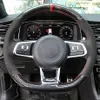 Coprivolante per auto in pelle scamosciata nera in fibra di carbonio per Volkswagen Golf 7 GTI Golf R MK7 Polo Scirocco 2015 2016202w