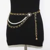Лучшие панк -цепные поясные поясные круга дамские сплавные ремни Женщины металлические женские пояс для платье