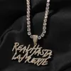 Charms Signature Real Hasta La Muerte Colar com Pingente Duas Linhas Hip Hop Iced Out 5A CZ Inicial Maiúscula Anuel AA's Estilo Icônico 230727