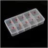 Nagelkonstutrustning 1 PC Clear False Nails tom förvaringsfodral Fake Plastic Container Gems Stones Strass Display Tips Box Ta073 Drop D Dhirw