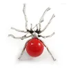 Brooches Fashion Minimalist Metal Imitation Pearl Red Spider Brooch Statement Insect Corsage Pin Clothing Accessories