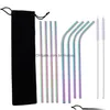 Drinking Straws 6X241Mm Colorf Stainless Steel Sts Reusable Straight And Bent St Cleaning Brush For Home Kitchen Bar Drop Delivery Gar Otycl