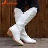 Boots Women's Western Boots Autumn Winter Fashion Chunky Heeled Cowboy Boots Vintage Style Country Western Cowgirl White Boots 230728
