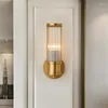 Wandlampen Nordic Wohnzimmer Alle Kupfer Amerikanischer Gang Modernes minimalistisches Schlafzimmer Messing Kristall Luxuriöse Lichter Beleuchtung