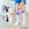 Chaussettes pour enfants Chaussettes rayées pour enfants sauvages trois barres performance de danse long tube coton déodorant football 230728