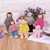 Tools Workshop 7pcs/set Happy House Family Dolls Wooden Figures Characters Dressed Kids Girls Lovely Children Pretending Toys 230727