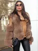 Womens Fur Faux Moda Luxo Casacos Brancos para Mulheres 2023 Inverno Grosso Quente Zip-up Top Coat Senhoras Jaquetas High Street Overcoat Hkd230727