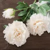 Decorative Flowers 3Pc Artificial Large Peony Long Branch Big Head Rose Luxury Bedroom Decor Party Flower Wall Wedding Road Lead