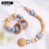 Bable The Lealers Toys Toys Pacifier Chain Персонализируйте название силиконовые бусинки бусинки бусинки зажимы бусинки жеваемые деревянные держатель -держатель подарки подарки 230727