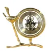 Horloges de table haut de gamme pur cuivre oiseau feuille mouvement Transparent salon horloge lumière luxe américain Style nordique assis